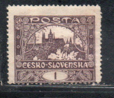 CZECH REPUBLIC REPUBBLICA CECA CZECHOSLOVAKIA CESKA CECOSLOVACCHIA 1919 1920 HRADCANY AT PRAGUE 1h MH - Ungebraucht