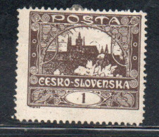 CZECH REPUBLIC REPUBBLICA CECA CZECHOSLOVAKIA CESKA CECOSLOVACCHIA 1919 1920 HRADCANY AT PRAGUE 1h MH - Unused Stamps