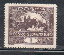 CZECH REPUBLIC REPUBBLICA CECA CZECHOSLOVAKIA CESKA CECOSLOVACCHIA 1919 1920 HRADCANY AT PRAGUE 1h MH - Ungebraucht