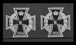 2 X WW1 ERA CINDERELLA 1914 GERMANY / AUSTRIA WWI EMBOSSED "Iron Cross With Crown And Leaves" VIGNETTE Reklamemarke - Militaria