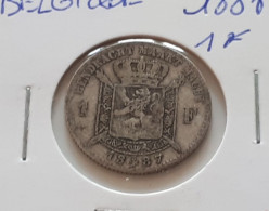 BELGIQUE LEOPOLD II 1 FRANC ARGENT 1887 VL AVEC POINT ONLY 2.724.000 EXEMPLAIRES COTES : 5€-20€-60€-150€ - 1 Frank