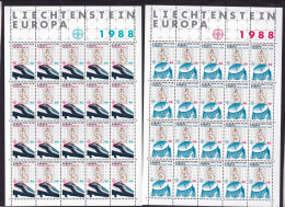 1988 Liechtenstein EUROPA CEPT EUROPE 20 Serie Di 2 Val MNH** Minifogli 2 Minisheets TRASPORTI E COMUNICAZIONI TRANSPORT - 1988