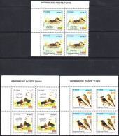 2004 -Tunisie/ Y&T 1527 -- 1529 - Oiseaux De Tunisie - 3 Bloc De 4  - 12V -/ MNH***** - Tunisie (1956-...)