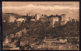 España - Circa 1920 - Postcard - Granada - Alhambra And Sierra Nevada - Granada