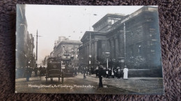 CPA MANCHESTER MOSLEY STREET AND ART GALLERY ANIMATION COUPLING ATTELAGE POLICEMAN 1919 REAL PHOTO - Manchester