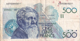 BILLETE DE BELGICA DE 500 FRANCS DEL AÑO 1986 DIFERENTES FIRMAS (BANKNOTE) - 500 Francos