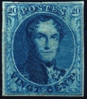 [** SUP] N° 7a, 20c Bleu Foncé, Belles Marges. Fraîcheur Postale - Certificat Photo. Rare Et Superbe - Cote: 7000€ - 1851-1857 Medallions (6/8)