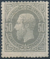 [* SUP] N° 35, 50c Gris, Centrage Correct - Infime Trace - Cote: 390€ - 1869-1883 Leopold II.