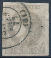 [O SUP] N° 41B, 4c Gris, Belles Grandes Marges - Très Frais - Cote: 350€ - 1870 Bordeaux Printing