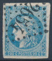 [O SUP] N° 46B, 25c Bleu, Belles Grandes Marges - Obl 'GC2654' Nevers - 1870 Bordeaux Printing