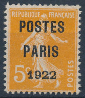 [(*) SUP] PO30, 5c Orange - POSTES PARIS 1922 - Cote: 20€ - 1893-1947