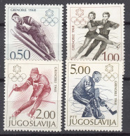 Yugoslavia Republic, Winter Olympic Games 1968 Mi#1262-1265 Mint Never Hinged - Ongebruikt