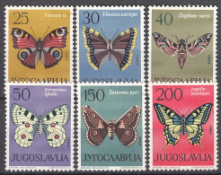 Yugoslavia Republic 1964 Butterflies Mi#1069-1074 Mint Never Hinged - Ongebruikt