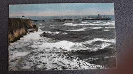 MARGATE A ROUGH SEA OLD COLOUR  POSTCARD KENT SHOWING A BREAK IN THE PIER 1904 - Margate
