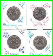 ALEMANIA - DEUTSCHLAND - GERMANY - COLECCIÓN - 4 -MONEDAS DE 2.00 DM DEL AÑO 1951 DE LAS CECAS D.F.G.J - COPPER-NICKEL - 2 Marcos