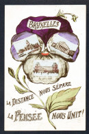 Bruxelles. Palais De Justice, Bourse Et Gare Du Nord. La Distance Nous Sépare, La Pensée Nous Unit. 1909 - Bauwerke, Gebäude