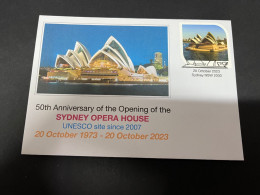 6-10-2023 (3 U 27) Sydney Opera House Celebrate 50th Anniversary (20-10-2023) 2 Covers - Lettres & Documents