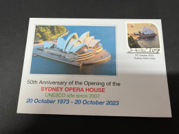 6-10-2023 (3 U 27) Sydney Opera House Celebrate 50th Anniversary (20-10-2023) 2 Covers - Lettres & Documents