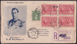 F-EX35363 CANADA 1937 FDC REGISTERED TO MAURITIUS CORONATION GEORGE VI. - ....-1951