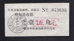 CHINA  JIANGSU TAICANG 215400   ADDED CHARGE LABEL (ACL)  0.10 YUAN Revised Value Of 5 Yuan RARE!!! - Autres & Non Classés