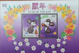 O) 1996 TUVALU, SPECIMEN, NEW YEAR OF THE RAT, LOOKING RIGHT, FACING LEFT, DRINKING FROM CONTAINER, MNH - Tuvalu