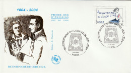 " NAPOLEON / 200 ANS DU CODE CIVIL "  Sur Enveloppe 1er Jour De 2004 Sur Dorure. N°YT 3644. Parfait état. FDC A SAISIR ! - Napoleón