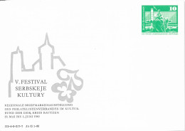 DDR ALLEMAGNE DE L  EST - ENTIER POSTAL ILLUSTRE CARTE DU FESTIVAL SERBES DE LA CULTURE A BAUTZEN ALLEMAGNE 1980, A VOIR - Autres & Non Classés