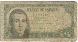 Espagne - Billet De 5 Pesetas - Jaime Balmes - 16 Août 1951 - P140a - 5 Peseten