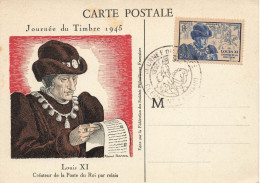 FDC N° 743 - LOUIS XI - 2F+3F - Journée Du TIMBRE - 1945 - CARTE 1er JOUR  - TRES BON ETAT - ....-1949