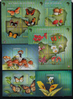 Zambia-2002 -Flowers, Butterflies, Mushrooms - 6 M/sh. MNH** - Zambia (1965-...)