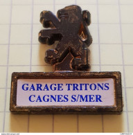 Pin's Pins / THEME VOITURE - AUTOMOBILE / PEUGEOT - GARAGE TRITONS - Cagnes Sur Mer - Peugeot