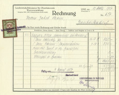 LINZ OÖ Deko Rechnung 1937 " Warenvermittlung Landwirtschaftskammer " + Fiskalmarke Stempelmarke - Österreich