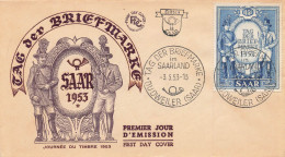 SAAR /SARRE - FDC - 1953 - TAG DER BRIEFMARKE - JOURNEE Du TIMBRE - TRES BON ETAT - FDC