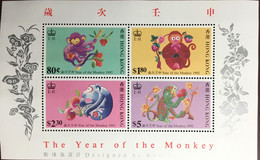 Hong Kong 1992 Year Of The Monkey Minisheet MNH - Neufs