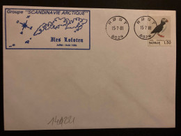 LETTRE TP MACAREUX 1,50 OBL.15-7 81 ROST + GROUPE SCANDINAVIE ARCTIQUE ILES LOFOTEN - Storia Postale