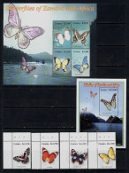 Zambia-2005-Butterflies.- 4 St+2 M/s. MNH** - Zambia (1965-...)