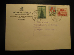 REYKJAVIK 1958 To Spain 3 Stamp On Cancel Cover ICELAND - Briefe U. Dokumente