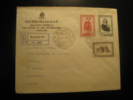 REYKJAVIK 1956 To Spain Skalholt Registered FDC Cancel Cover ICELAND - Brieven En Documenten