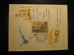 SAN MARINO 1960 Happy New Year Stamp On Stamp Sicilia Stage Coach Cancel Card ITALY Italia - Lettres & Documents