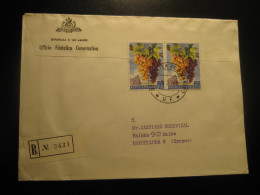 SAN MARINO 1964 To Spain Registered Cancel Cover Grape Raisin Wine Enology Stamp ITALY Italia - Cartas & Documentos