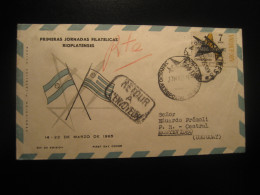 BUENOS AIRES 1965 To Montevideo Uruguay Rio De La Plata Overprinted Stamp Air Mail Cancel Cover ARGENTINA - Covers & Documents