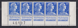 Publicité - YT 1011Bb Marianne Muller 20F Bleu Type I- Bande De 5 Inférieure Avec Texte Complet (Maury : BP 299a) Neuf** - Unused Stamps