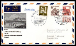 FFC Lufthansa  Frankfurt-Munchen-Budapest-Belgrad  26/08/1967 - Primi Voli