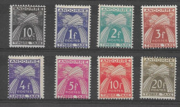 Andorra -Franc 1946-50 - Tasas 32-39 Partial (*) - Ungebraucht