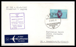 FFC Lufthansa  Frankfurt-Munchen-Zagreb-Bucarest  21/08/1967 - Luftpost