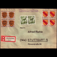 Alleiierte Besetzung 1948: Brief / Einschreibebrief | Portostufen | Mechtersheim, Stuttgart - Libyen