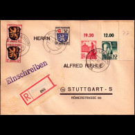 Alleiierte Besetzung 1947: Brief / Einschreibebrief | Portostufen, Eckrand, MIF Fr. Zone | Pfullendorf, Stuttgart - Libia