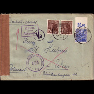 Alleiierte Besetzung 1948: Brief  | Portostufen, Oberrand | Quedlinburg, Wien - Libia