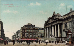 BELGIQUE - Bruxelles - La Bourse Et Le Boulevard Anspach - Animé - Colorisé - Carte Postale Ancienne - Piazze
