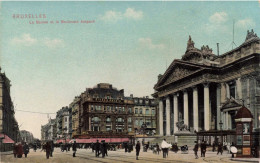 BELGIQUE - Bruxelles - La Bourse Et Le Boulevard Anspach - Animé - Colorisé - Carte Postale Ancienne - Plätze